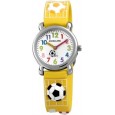 Analog klocka för barn, Fotbollsmotiv och gult silikonband