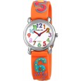 Montre analogique pour enfants, grands chiffres colorés, bracelet en silicone orange