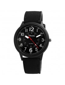 QBOS Men's Watch with Analog Quartz and Black Synthetic Leather
