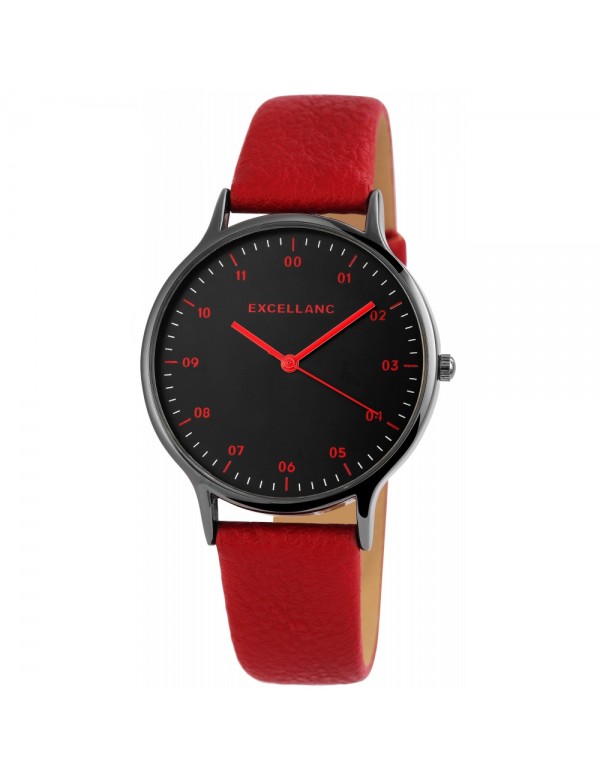Excellanc ladies watch with burgundy synthetic leather strap