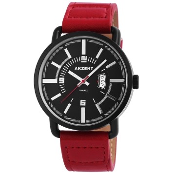 Reloj Akzent para hombre con correa de piel imitación rojo oscuro. SS7571000022 Akzent 19,90 €