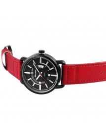 Akzent men's watch with dark red imitation leather strap