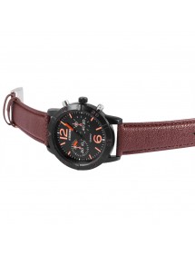 Aerostar men's watch with imitation brown leather strap