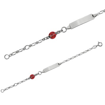 Baby identity bracelet in rhodium silver with a red ladybug 3180299 Suzette et Benjamin 36,00 €