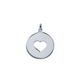Medal pendant with a heart in the middle in Sterling Silver