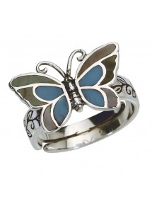 Blue butterfly ring with mother-of-pearl in antique silver - 52 à 56 3111233PM Laval 1878 22,00 €