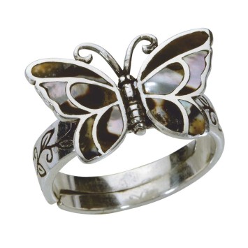Anillo de mariposa marrón con nácar en plata de ley antigua - Tallas 52 a 56 3111235PM Laval 1878 16,50 €