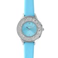 Light blue Lutetia watch, dial with synthetic stones and bracelet