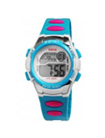 Qbos digital watch for children, blue and pink strap