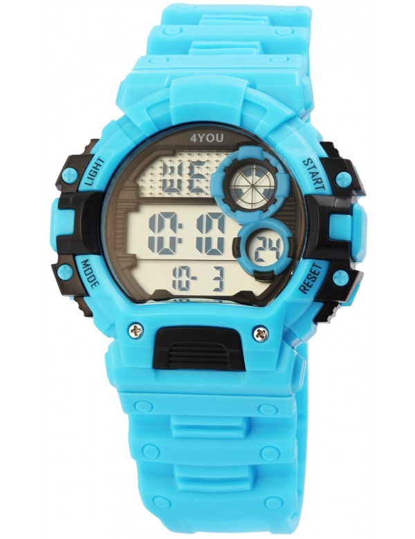4YOU Reloj digital de cuarzo con correa azul claro