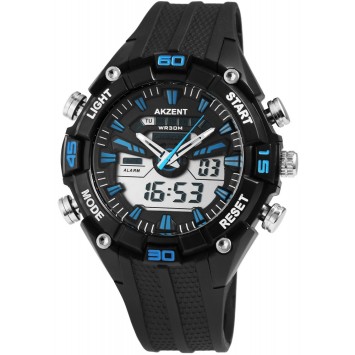 Akzent men's blue and black watch with silicone strap 24200016-002 Akzent 22,90 €