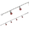 Bracelet decorated with red ladybugs in rhodium silver