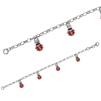 Bracelet decorated with red ladybugs in rhodium silver 3180300 Suzette et Benjamin 39,00 €