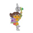 DORA pendant with a liana in enamel and rhodium-plated sterling silver