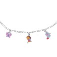 DORA L'EXPLORATRICE, Babouche and butterfly pendant necklace in rhodium silver and enamel