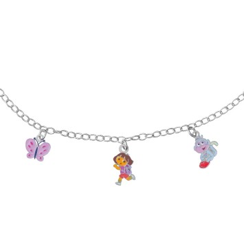DORA L'EXPLORATRICE, Babouche and butterfly pendant necklace in rhodium silver and enamel 3170967 Dora l'exploratrice 24,00 €