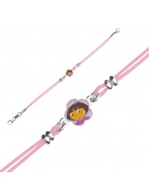 DORA L'EXPLORATRICE pink cotton cord bracelet in rhodium silver and enamel 3181066 Dora l'exploratrice 18,00 €