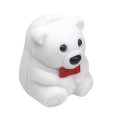 teddy bear jewelry box with red bow in white velvet