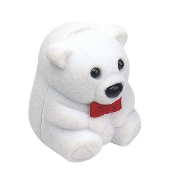 teddy bear jewelry box with red bow in white velvet 700676 Laval 1878 4,50 €