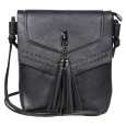 Faux leather handbag with shoulder strap - Black
