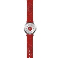 Reloj de niña Domi, con corazón y correa de plástico rojo brillante.