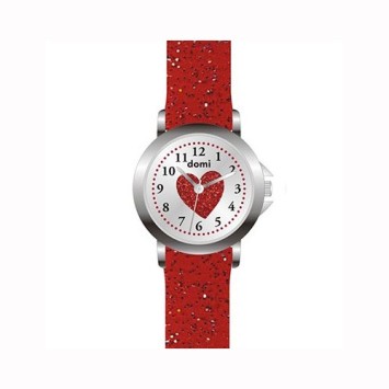Reloj de niña Domi, con corazón y correa de plástico rojo brillante. 753979 DOMI 29,90 €