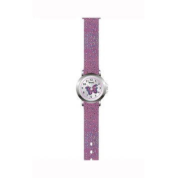 Orologio da donna Domi, con farfalla e cinturino in plastica viola scintillante 753980 DOMI 29,90 €