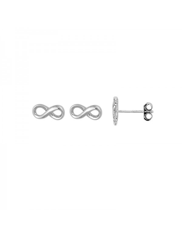 Earrings shape chip symbol "infinite" in rhodium silver