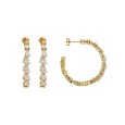 Open earrings in gold plated adorned with cubic zirconia