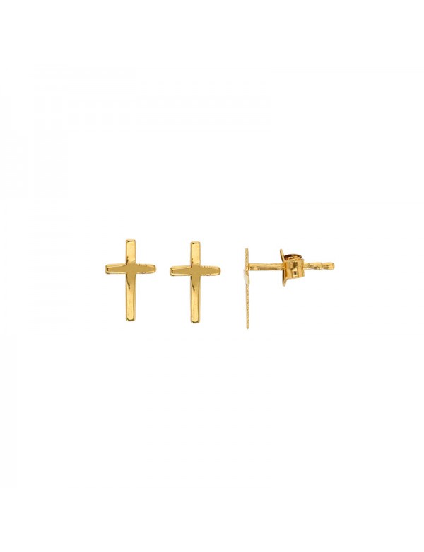 Gold plated cross stud earrings