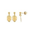 Gold plated jungle leaf dangling earrings