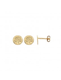 Round chip earrings adorned with an engraved Tree of Life in gold plated 3230238 Laval 1878 39,00 €