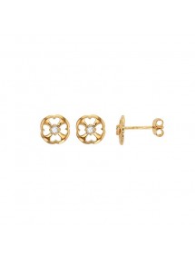 Openwork heart stud earrings in the shape of a clover with zirconium oxide in gold plated 3230230 Laval 1878 44,00 €