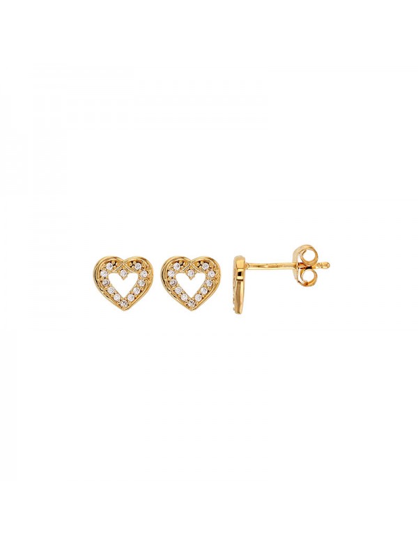 Gold plated openwork heart stud earrings