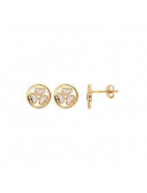 Gold-plated earrings adorned with white enamel and cubic zirconia hearts