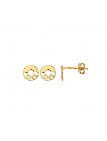 Round stud earrings with openwork LOVE in gold plated