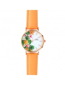 Montre Lutetia cadran motif ananas et bracelet synthétique couleur corail 750138 Lutetia 38,00 €