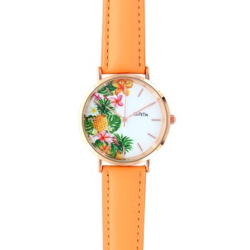 Montre Lutetia cadran motif ananas et bracelet synthétique couleur corail 750138 Lutetia 59,90 €