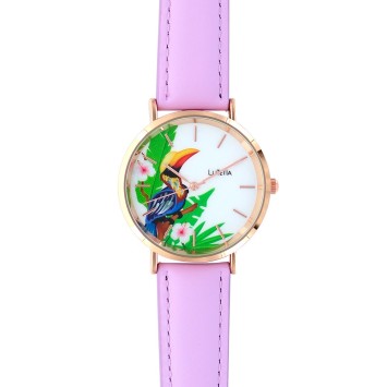 Lutetia watch with toucan pattern dial and purple synthetic strap 750140 Lutetia 38,00 €