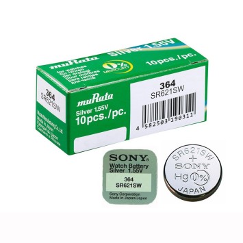 1 box of 10 Sony SR621SW 364 button batteries without mercury 4936410-10 Sony 17,90 €