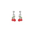 Earrings red cherry shaped earrings rhodium silver