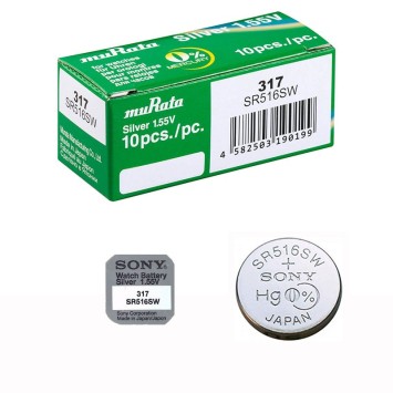 Boite de 10 Piles bouton 317 Sony Murata SR516SW sans mercure 4931710-10 Sony 22,50 €