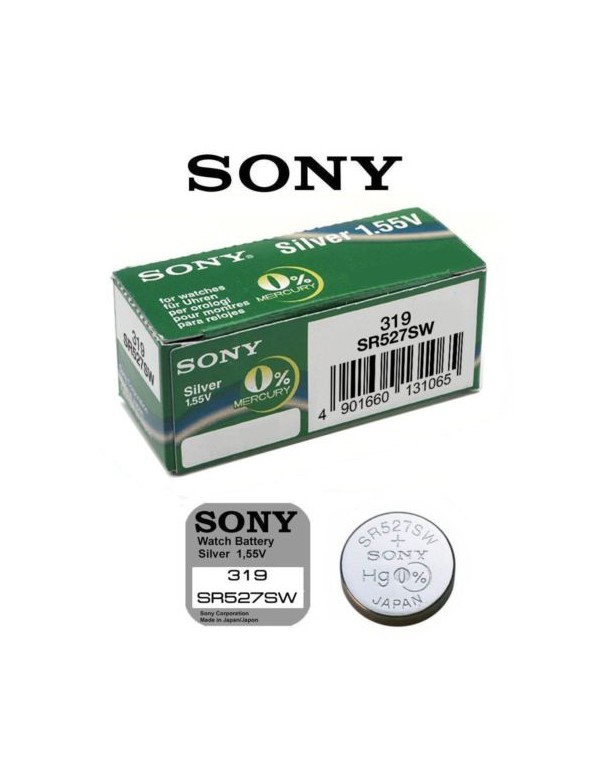 Boite de 10 Piles bouton 319 Sony Murata SR527SW sans mercure