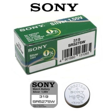 Boite de 10 Piles bouton 319 Sony Murata SR527SW sans mercure 49031910-10 Sony 25,60 €