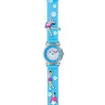 "Ice skater" girl's watch, metal case and sky blue silicone strap