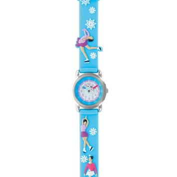 "Ice skater" girl's watch, metal case and sky blue silicone strap 753987 DOMI 29,90 €