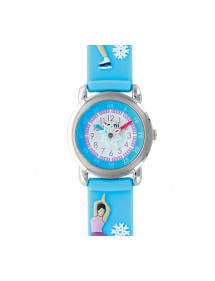 Reloj para niña "Ice skater", caja de metal y correa de silicona azul cielo