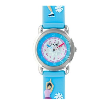 "Ice skater" girl's watch, metal case and sky blue silicone strap 753987 DOMI 29,90 €
