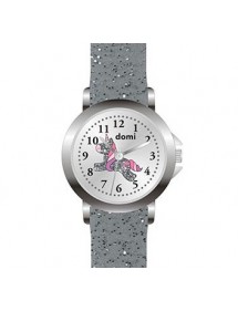 Reloj para niña, caja de metal, esfera con unicornio y correa de plástico gris brillante 753988 DOMI 29,90 €