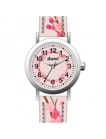 Montre fille "Fleurs de cerisier" boîtier métal et bracelet synthétique rose